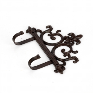 Nástěnný litinový věšák 2 háčky 20x18cm