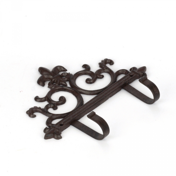 Nástěnný litinový věšák 2 háčky 20x18cm