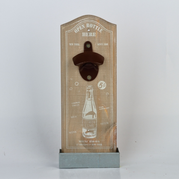 Nástěnný otvírák lahví OPEN BOTTLE HERE 30cm