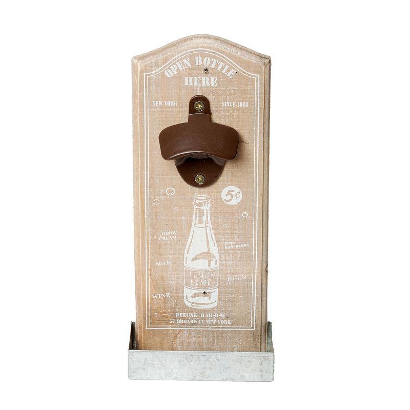 Nástěnný otvírák lahví OPEN BOTTLE HERE 30cm