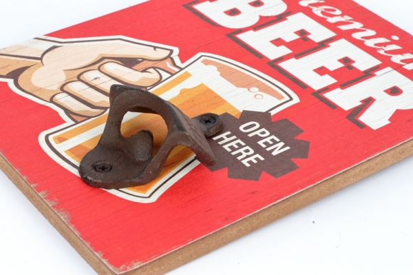 Nástěnný otvírák lahví PREMIUM BEER 16x23cm