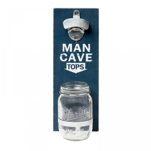 Nástěnný otvírák lahví se sklenicí na zátky 32cm