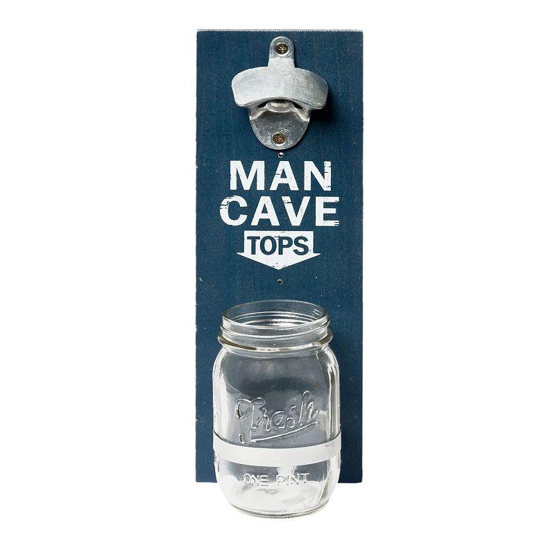 Nástěnný otvírák lahví se sklenicí na zátky 32cm