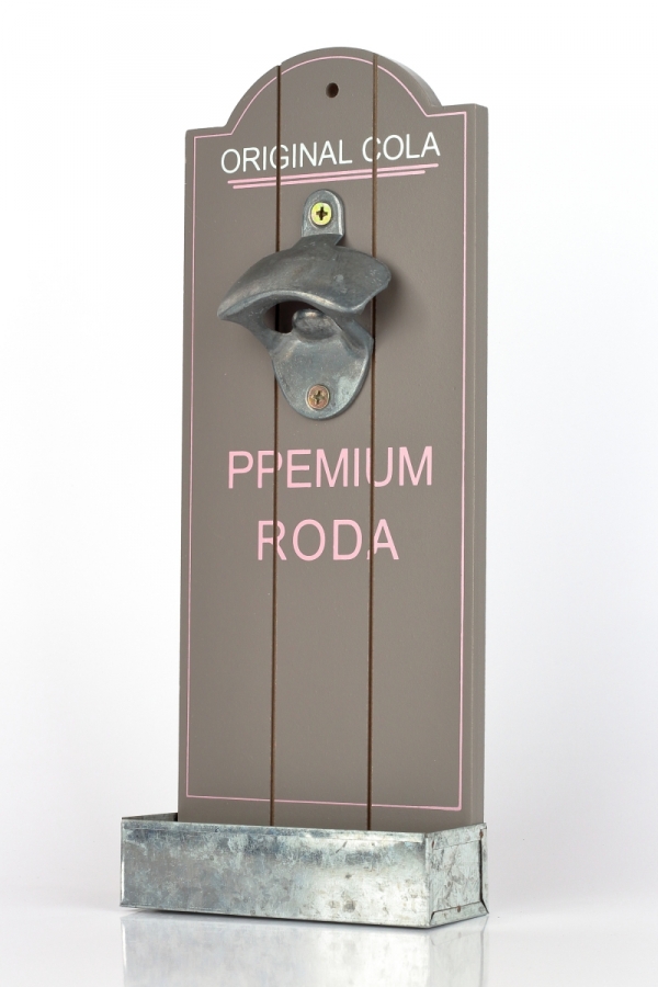 Nástěnný otvírák lahví se zásobníkem na zátky Original cola 12x4,5x30cm