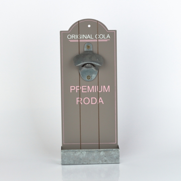 Nástěnný otvírák lahví se zásobníkem na zátky Original cola 12x4,5x30cm