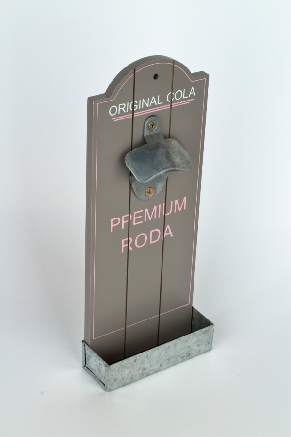 Nástěnný otvírák lahví se zásobníkem na zátky Original cola 12x4,5x30cm