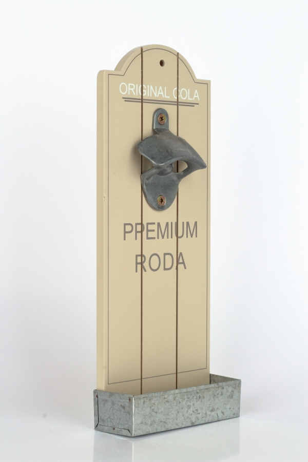 Nástěnný otvírák lahví se zásobníkem na zátky Original cola světlý 12x4,5x30cm