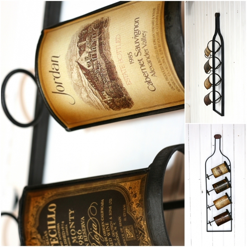 Nástěnný stojan na víno s etiketami 20x80x12cm