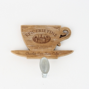 Nástěnný věšáček šálek kávy hnědý 15x15cm