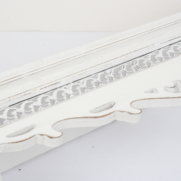 Nástěnný věšák dřevěný s policí bílý 76x18x32cm