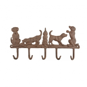 Nástěnný věšák s pejsky litina 35x18cm