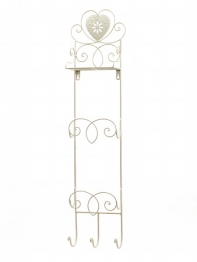 Nástěnný věšák srdce s poličkou 85cm