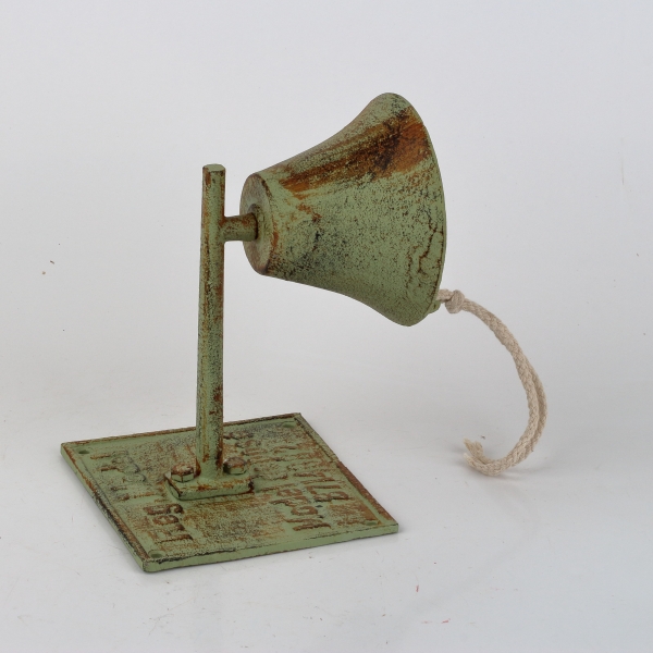 Nástěnný zvonek se zelenou patinou litina 17x14cm