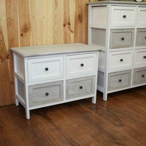 Nízká komoda Vintage bílá/šedá 58x30x43cm