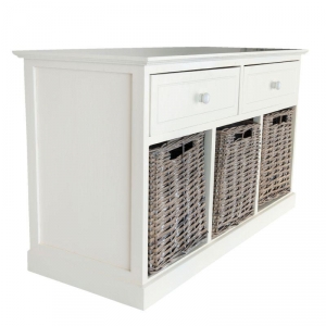 Nízká venkovská komoda se 3 košíky 85x42x50cm