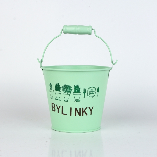 Obal na květináč kbelík světle zelený 14×10,5×12cm
