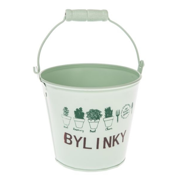 Obal na květináč kbelík světle zelený 14×10,5×12cm