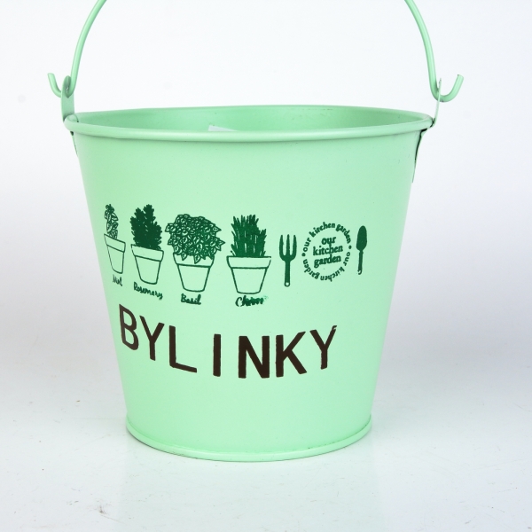 Obal na květináč kbelík světle zelený 14×10,5×12cm