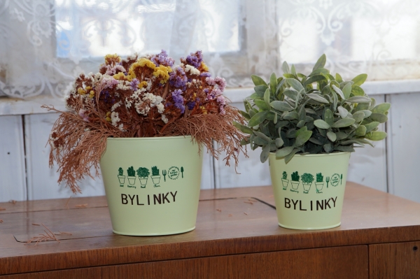 Obal na květináč kbelík světle zelený 17,5×13,5×16 cm