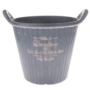 Obal na květináč s rukojetí šedý 30,5×26,5×25cm