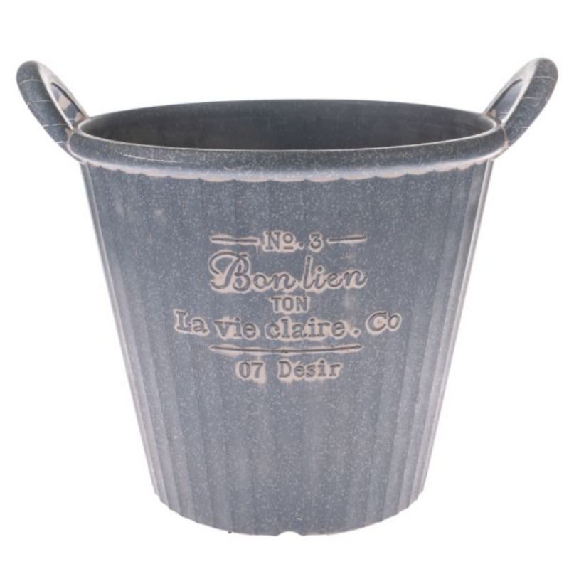 Obal na květináč s rukojetí šedý 30,5×26,5×25cm