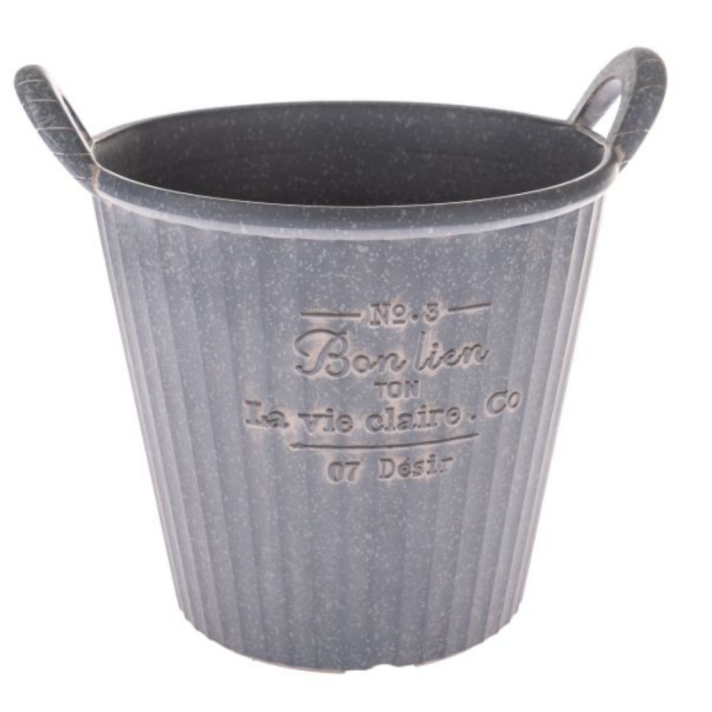 Obal na květináč s rukojetí šedý 36,5×32×30cm