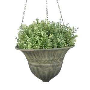 Obal na květináč závěsný se zelenou patinou 25,5x25,5x17,8