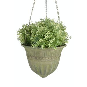 Obal na květináč závěsný se zelenou patinou 31,2x31,2x18,2cm
