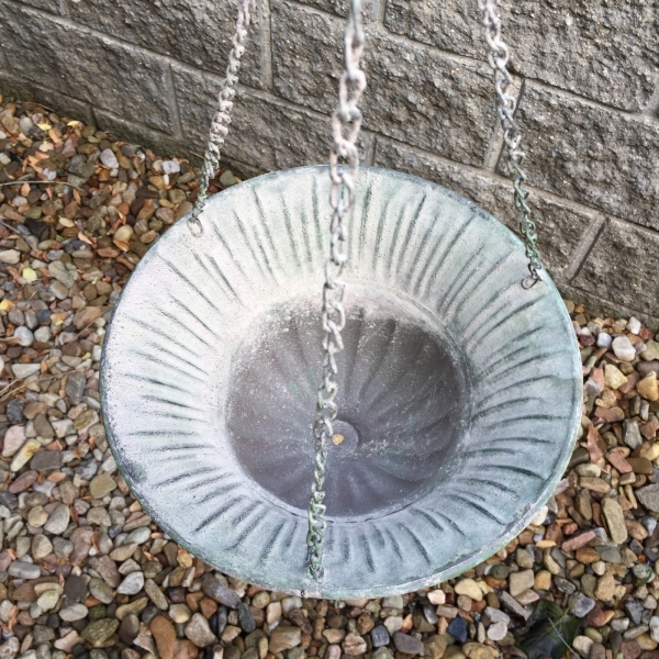 Obal na květináč závěsný se zelenou patinou 31,2x31,2x18,2cm