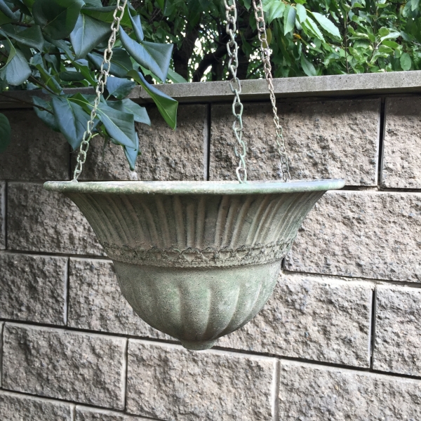 Obal na květináč závěsný se zelenou patinou 31,2x31,2x18,2cm