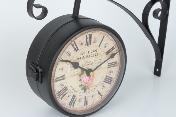 Oboustranné hodiny kovové s růží