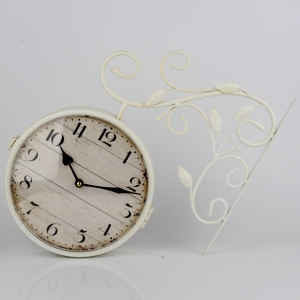 Oboustranné hodiny s arabskými číslicemi bílé 36x39x7cm