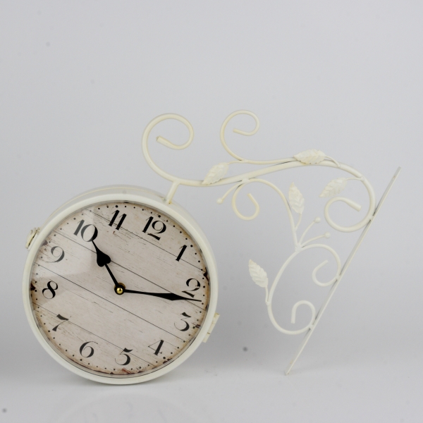 Oboustranné hodiny s arabskými číslicemi bílé 36x39x7cm