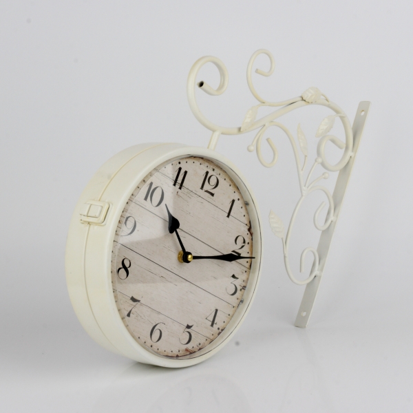 Oboustranné hodiny s arabskými číslicemi bílé 36x39x7cm