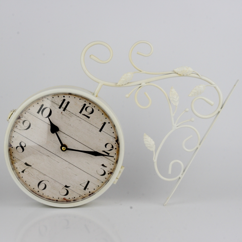 Oboustranné hodiny s arabskými číslicemi bílé 36x39x7cm