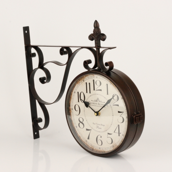 Oboustranné hodiny s arabskými číslicemi Clement 40x38x7cm