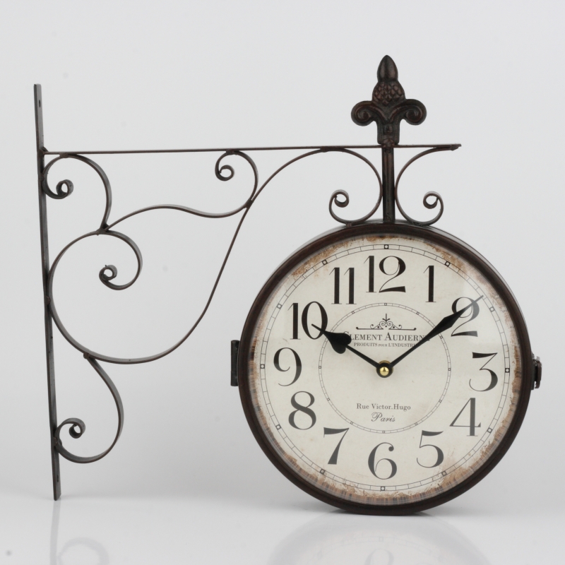 Oboustranné hodiny s arabskými číslicemi Clement 40x38x7cm