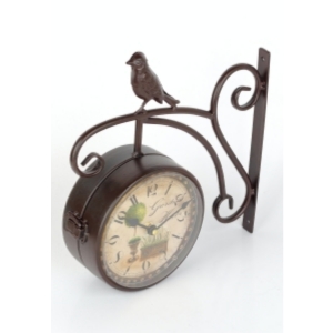 Oboustranné nástěnné hodiny s ptáčkem 31×31×10cm