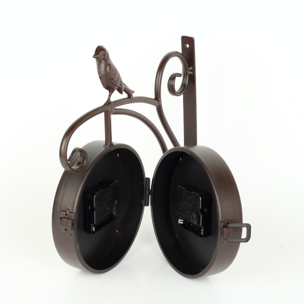 Oboustranné nástěnné hodiny s ptáčkem 31×31×10cm