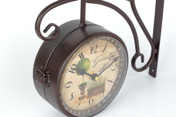 Oboustranné nástěnné hodiny s ptáčkem 31×31×10cm