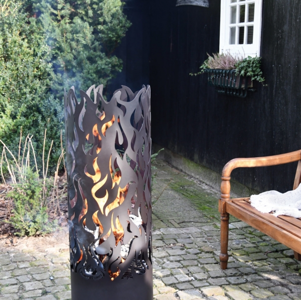 Ocelové ohniště plamen 39x39x118cm