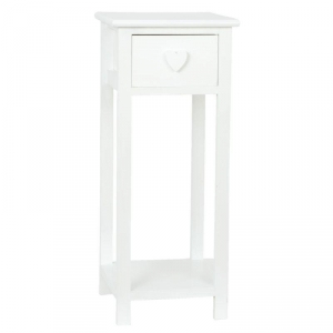 Odkládací /noční stolek bílý se srdcem 65cm