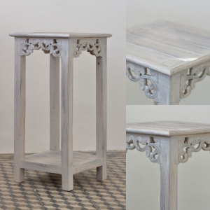 Odkládací stolek na květiny dřevěný bílý 65cm