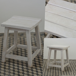 Odkládací stolek/ stolička dřevěný bílý 36x36cm