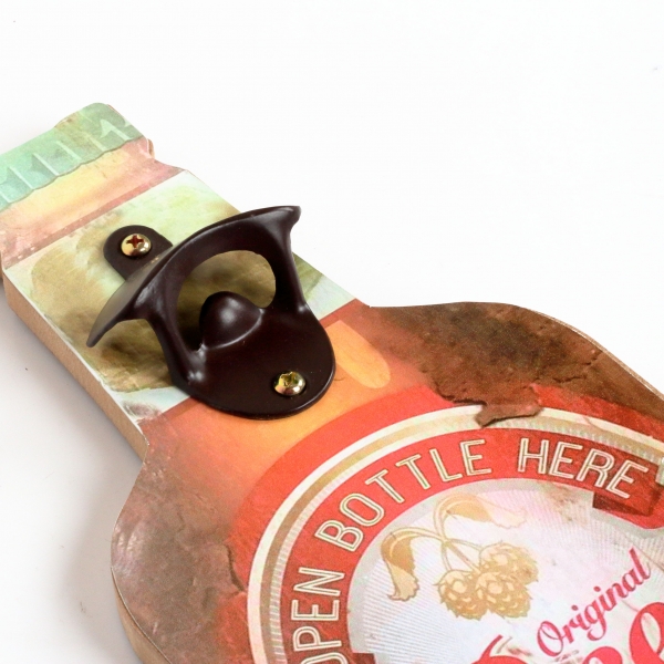 Otevírák na láhve nástěnný OPEN BOTTLE HERE 14x37cm