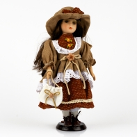 Panenka s porcelánovou hlavičkou 30cm s hnědými vlásky