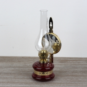 Petrolejová lampa se zrcadlem vínová 30cm