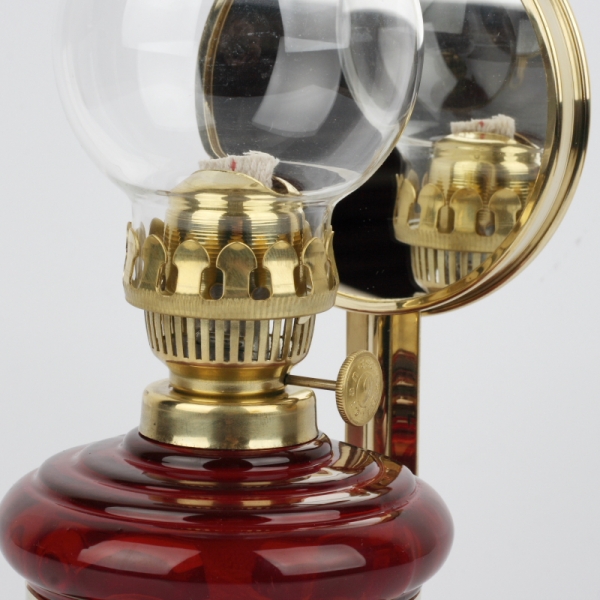 Petrolejová lampa se zrcadlem vínová 30cm