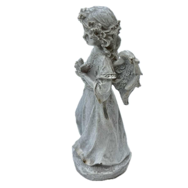 Pietní dekorace na hrob – anděl s holubicí 15,5 cm