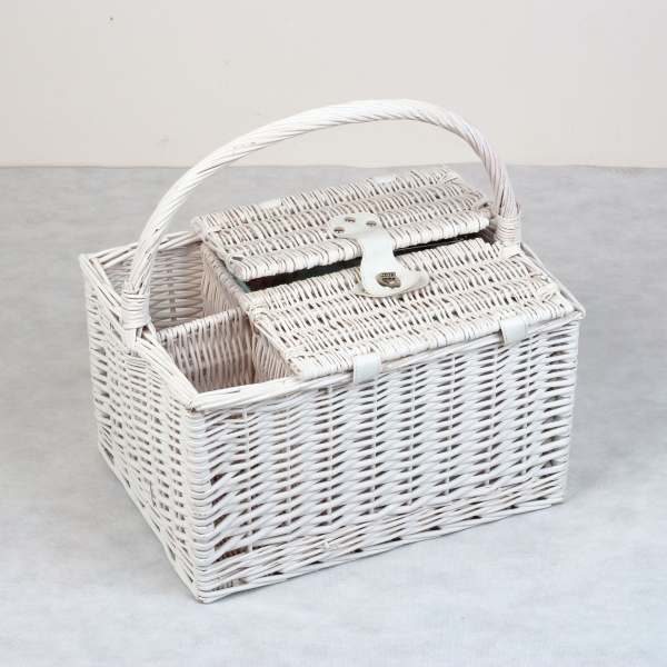 Piknikový koš pro 4 osoby květinový vzor 40x30x24cm